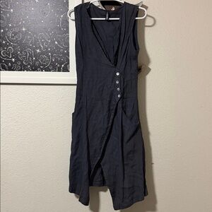 Inizio Navy Blue Linen Handkerchief Dress